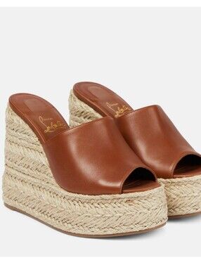 Christian Louboutin Ariella Zeppa  Leather Espadrille Wedges